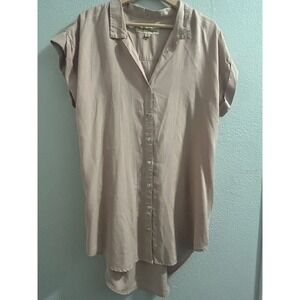 Young Hearts Run Free Smoked Rose‎ Lyocell Button Down Tunic Top M